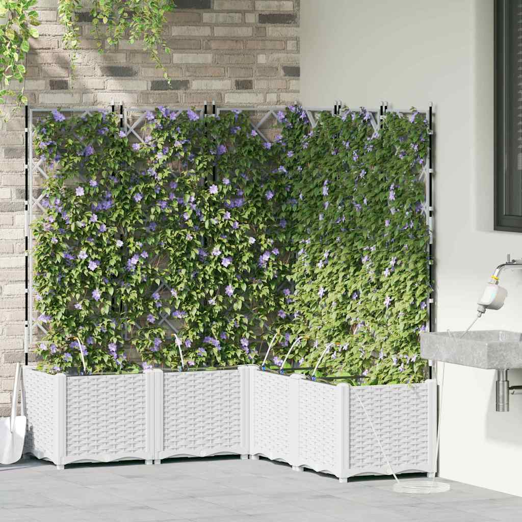 VidaXL macetero de jardín 5 piezas acero blanco