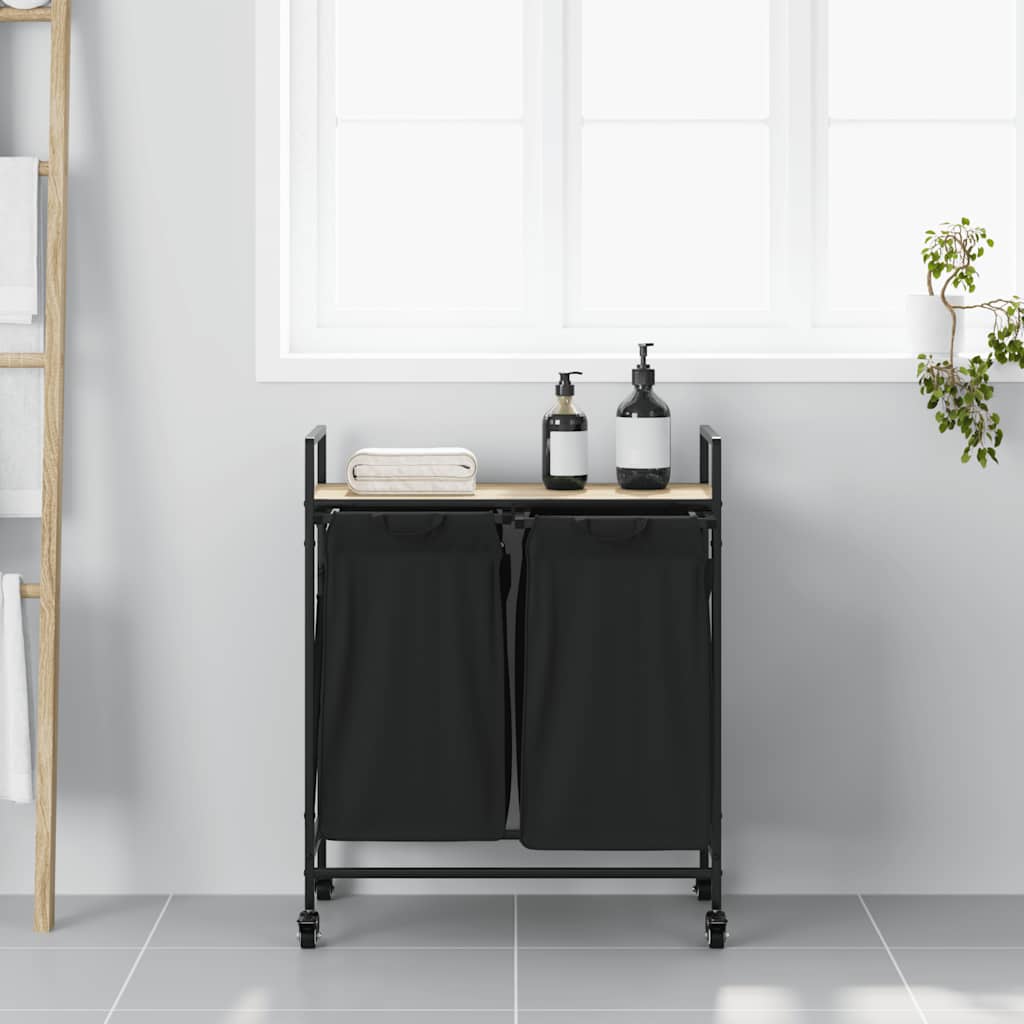 Vidaxl wasmand 2 vakken met planken sonoma eikenkleurig