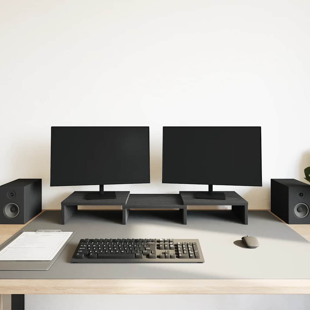 Vidaxx soporte para monitor ajustable roble negro 60x24x10,5 cm madera contrachapada