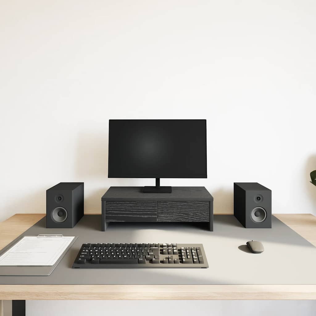 Supporto per monitor Vidaxxl con cassetti, rovere nero, 50x27x15 cm, derivati del legno