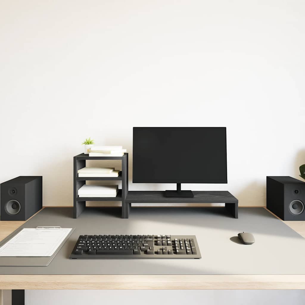 Supporto per monitor Vidaxxl con organizer da scrivania, rovere nero