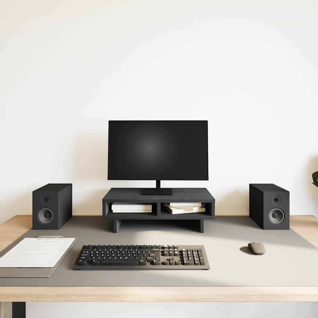 VidaXL soporte para monitor roble negro 50x27x15 cm madera contrachapada