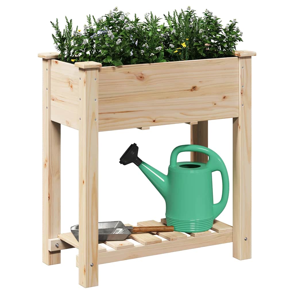Vidaxl tuin bloempot beige 71 x 37 x 76,5 cm massief vurenhout