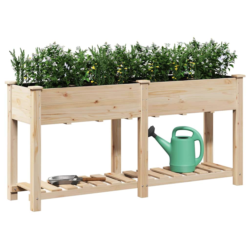 Vidaxxl macetero de jardín beige 161 x 43 x 76,5 cm madera maciza de pino