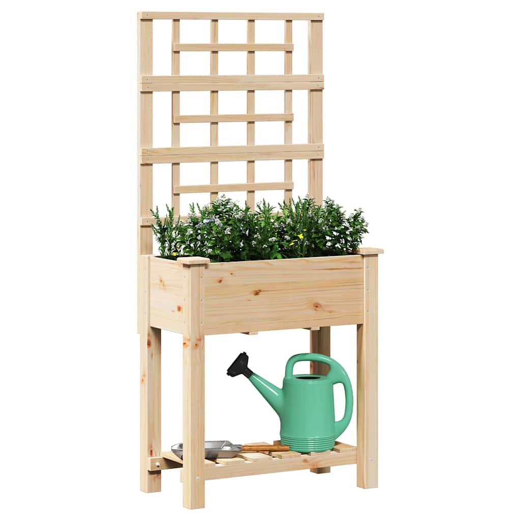 Vidaxl macetero de jardín beige 71 x 38 x 152 cm madera maciza de pino