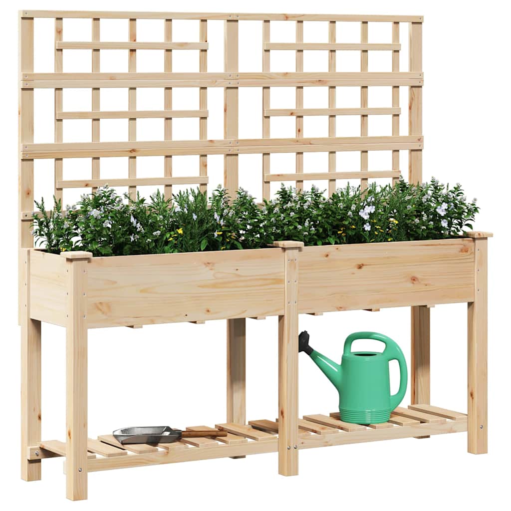 Vidaxxl macetero de jardín beige 161 x 46 x 152,5 cm madera maciza de pino