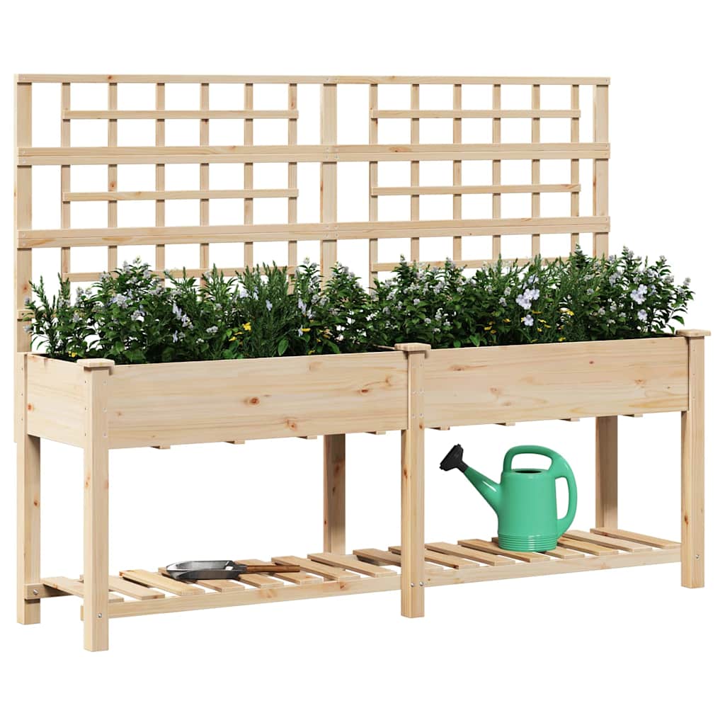 Vidaxxl macetero de jardín beige 203,5 x 54 x 152,5 cm madera maciza de pino