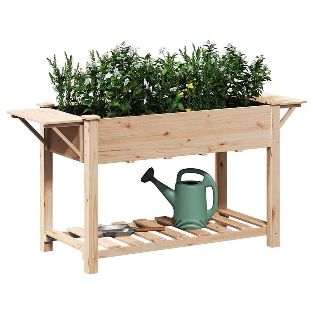 Vidaxl tuin bloempot beige 155 x 59 x 76,5 cm massief vurenhout