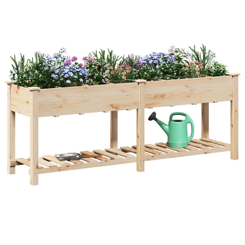 Vidaxxl macetero de jardín beige 203,5 x 53 x 76,5 cm madera maciza de pino