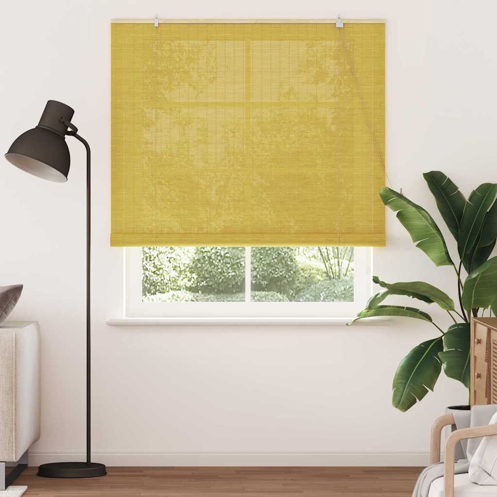Vidaxxl estor enrollable con cortinas bambú amarillo 150 x 220 cm