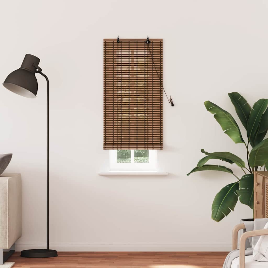 VidaXL estor enrollable con cortinas marrón 60 x 220 cm bambú