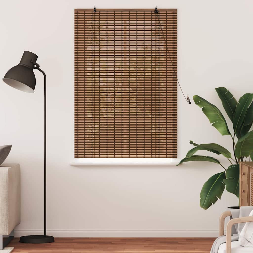 VidaXL estor enrollable con cortinas marrón 90 x 160 cm bambú
