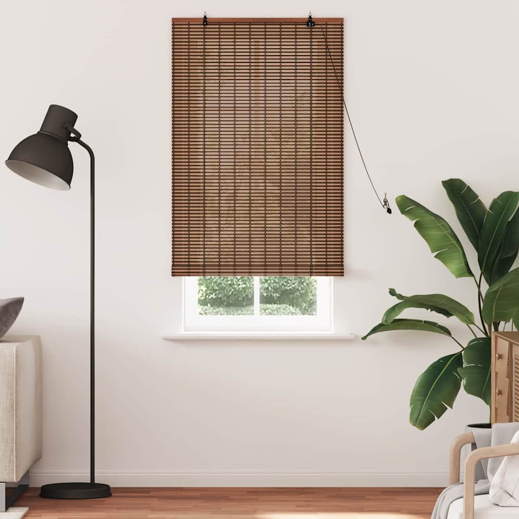 VidaXL estor enrollable con cortinas marrón 90 x 220 cm bambú