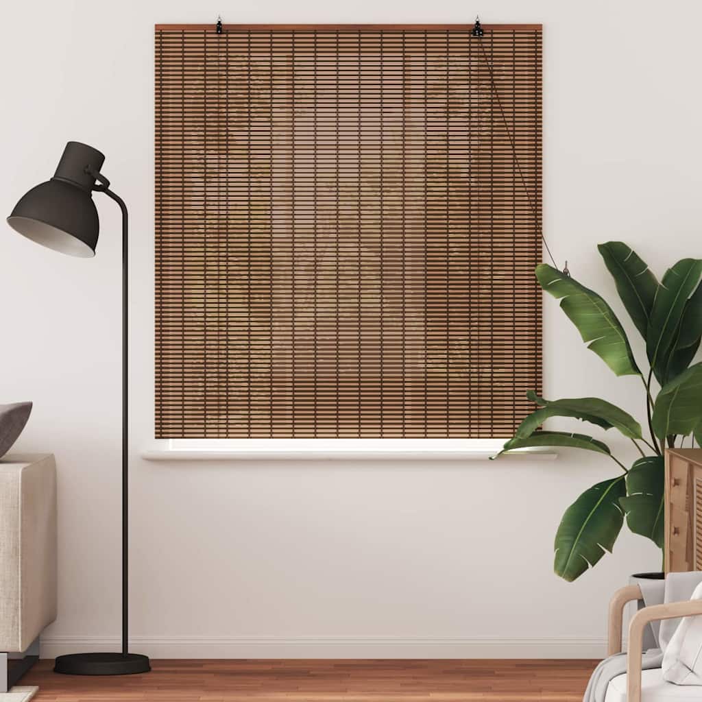 Vidaxx estor enrollable con cortinas marrón 140 x 160 cm bambú