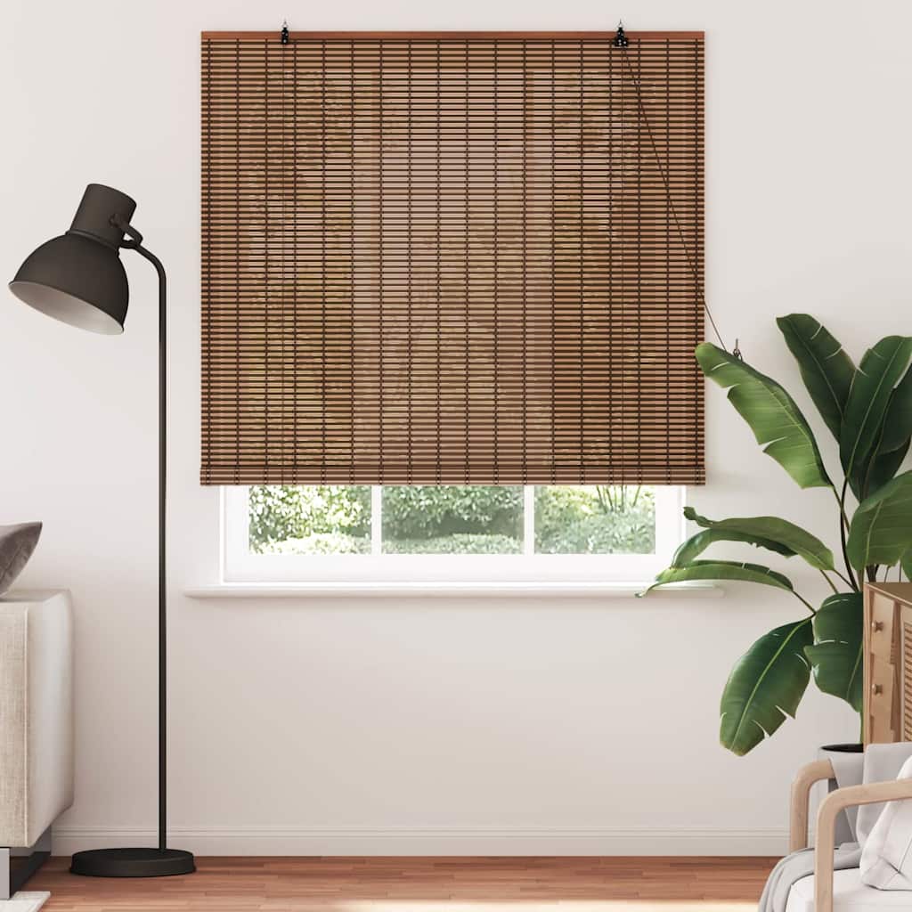 Vidaxx estor enrollable con cortinas marrón 140 x 220 cm bambú