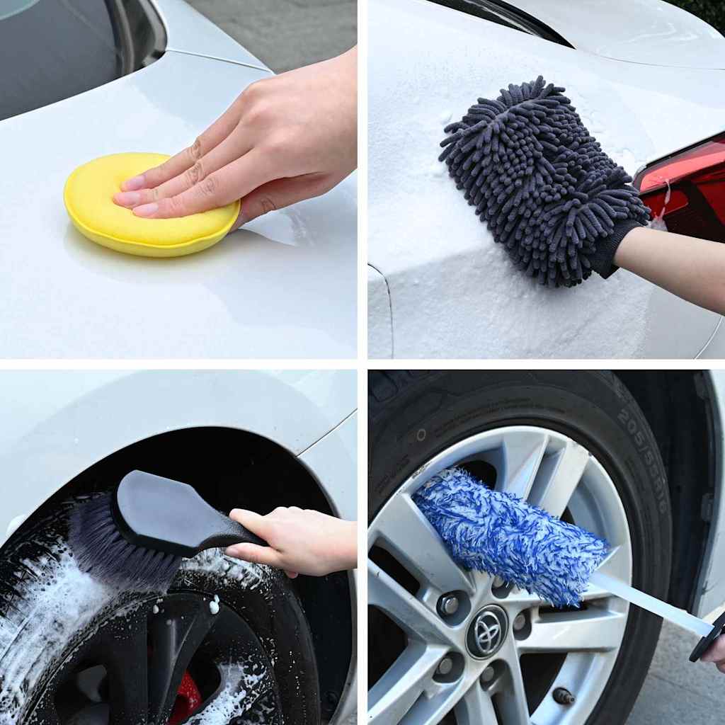 Set di spazzole per auto Vidaxxl in polyrattan multicolore