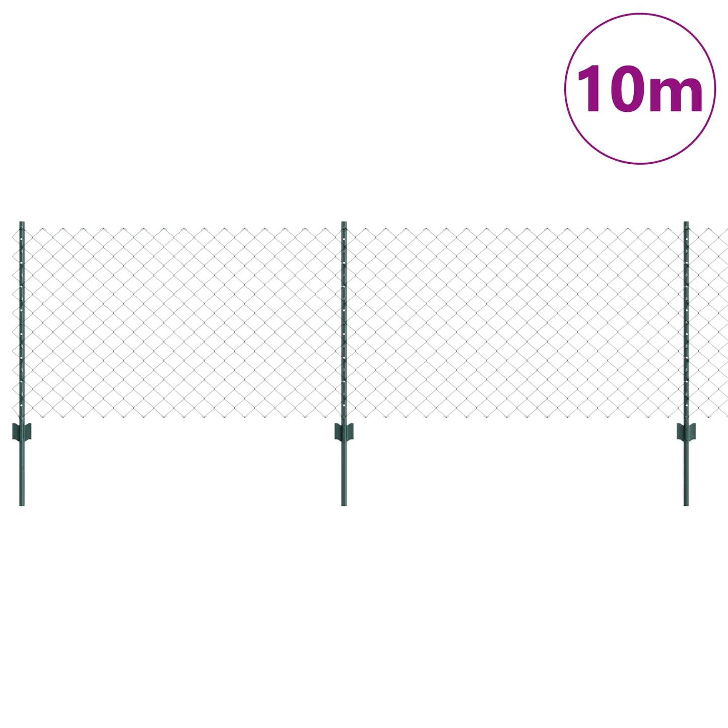 Valla vidaxl con poste verde 0,8 x 10 m acero y PVC