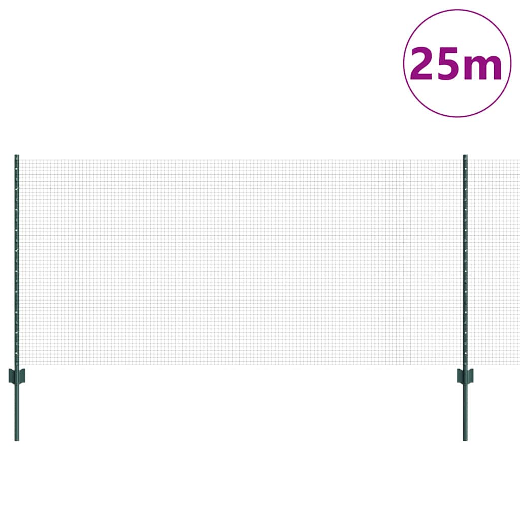 Valla vidaxxl con poste verde 1 x 25 m acero