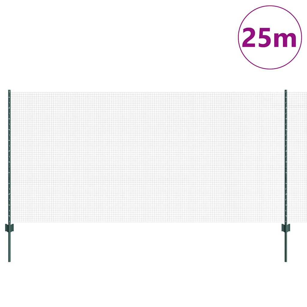 Valla vidaxl con poste verde 1,2 x 25 m acero y PVC