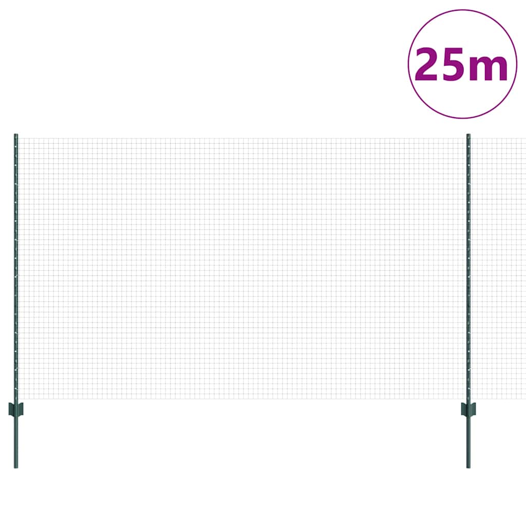 Recinzione Vidaxxl con palo verde 1,4 x 25 m in acciaio e PVC