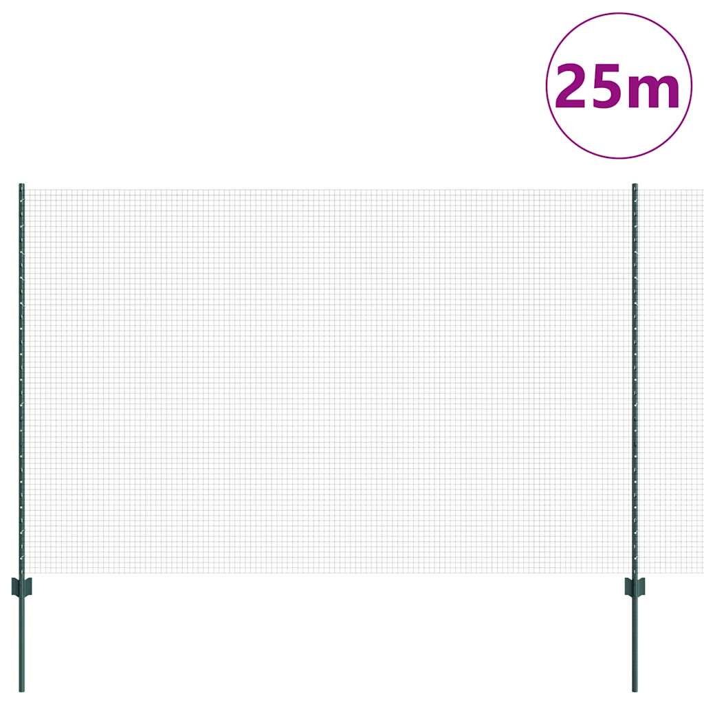 Recinzione Vidaxxl con palo verde 1,5 x 25 m in acciaio