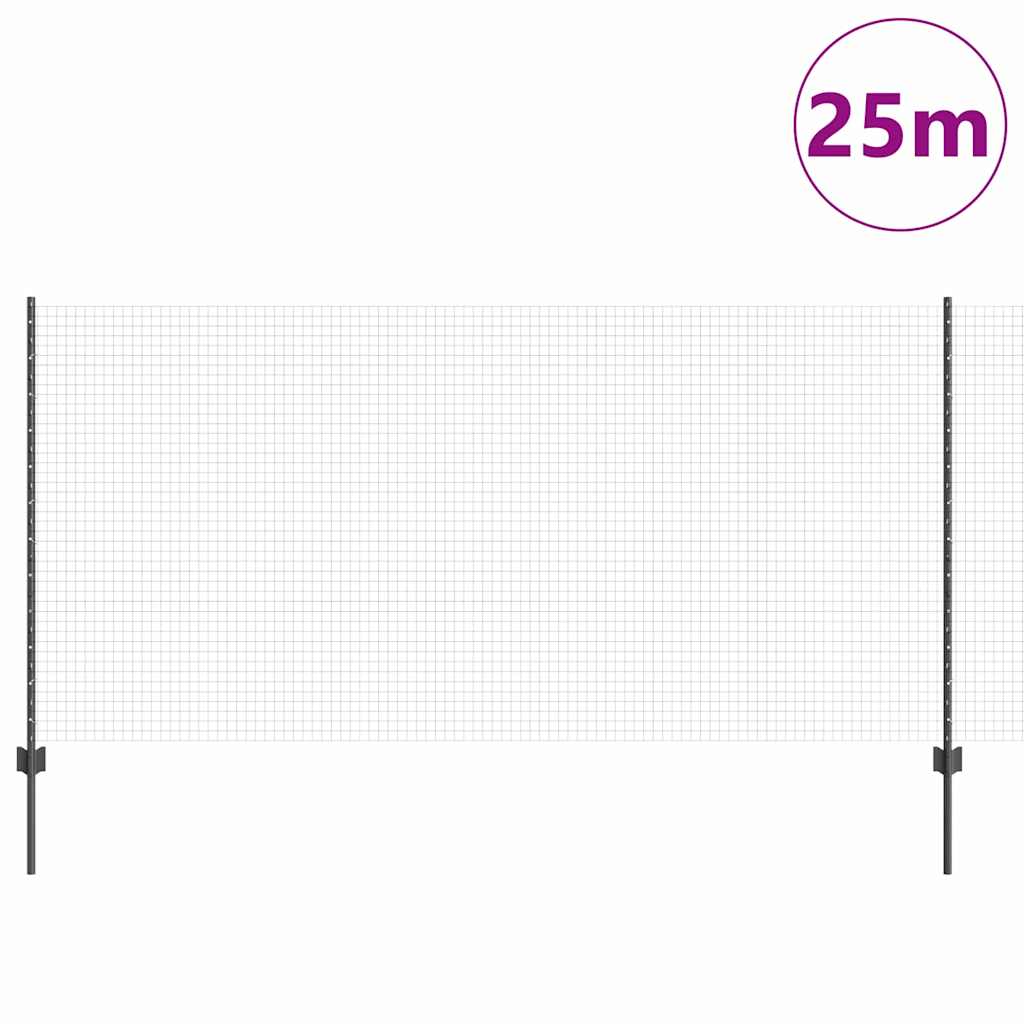 Recinzione Vidaxl con palo grigio 1,2 x 25 m in acciaio e PVC