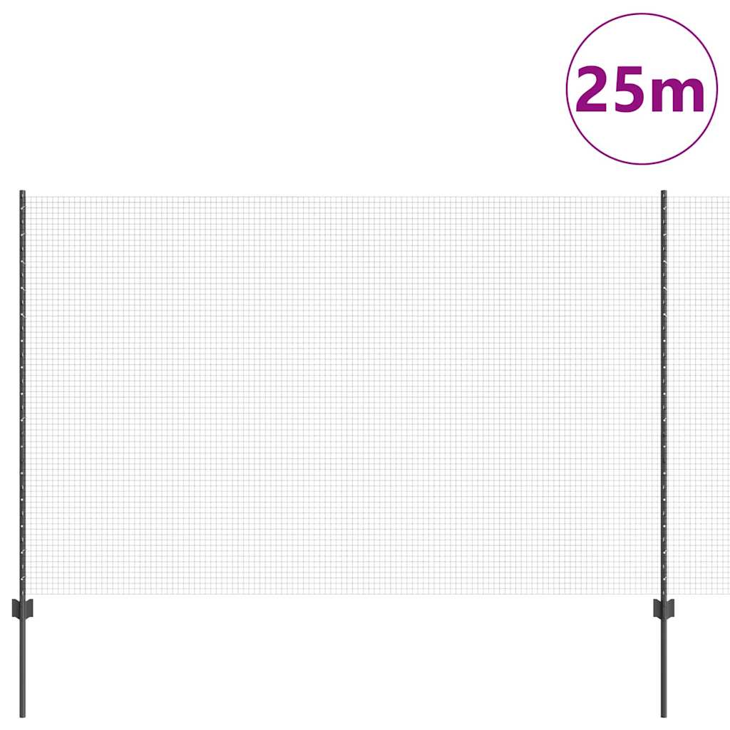Valla vidaxl con poste acero gris 1,5 x 25 m