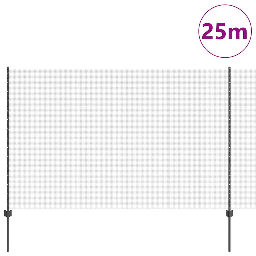 Recinzione Vidaxl con palo grigio 1,6 x 25 m in acciaio e PVC