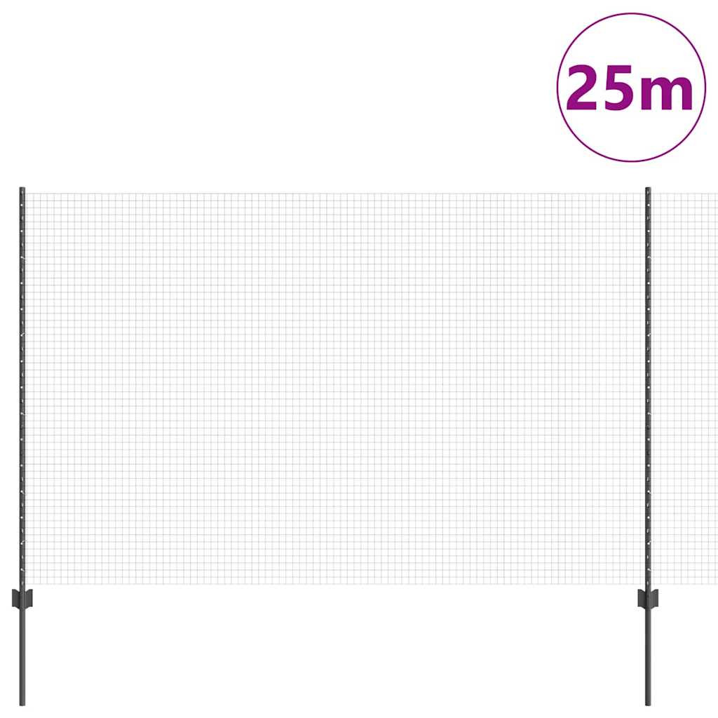 Recinzione Vidaxl con palo grigio 1,6 x 25 m in acciaio e PVC