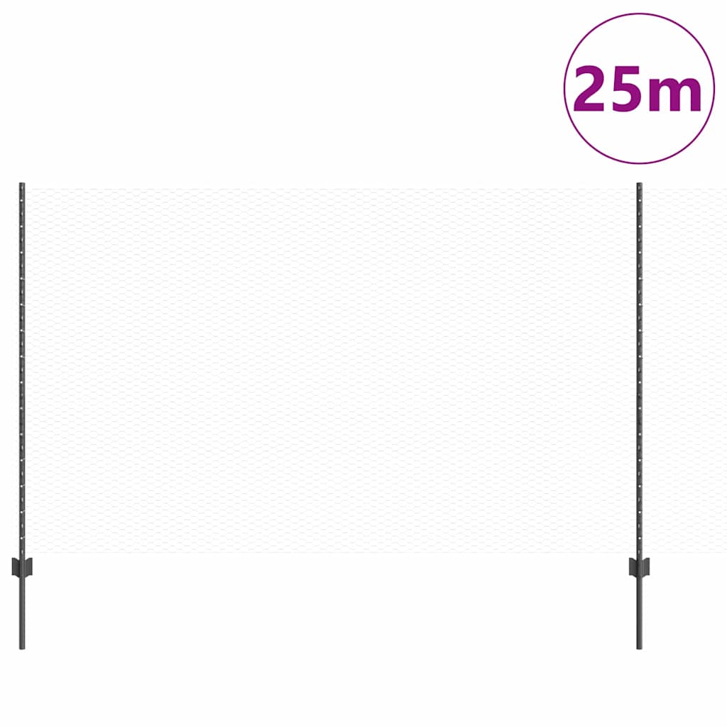 Recinzione Vidaxl con palo grigio 1,4 x 25 m in acciaio