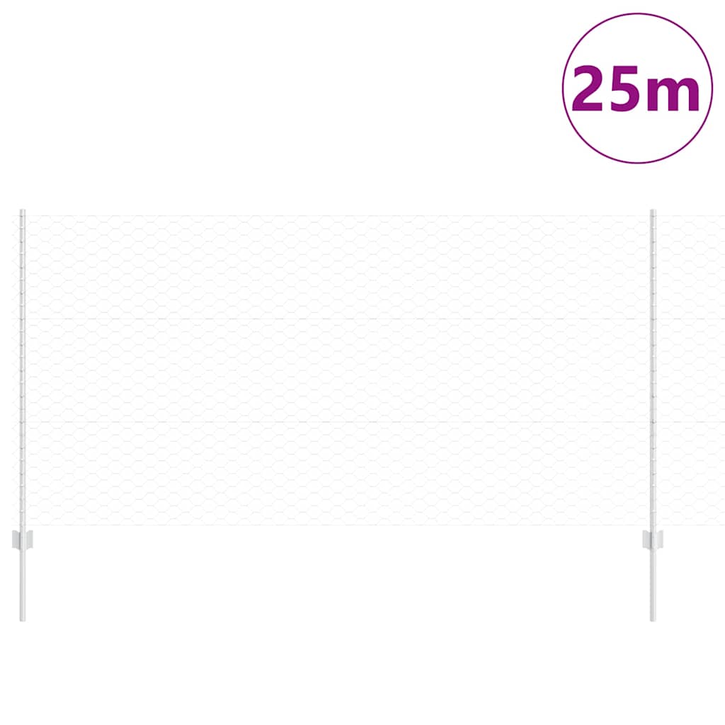 Valla vidaxxl con poste plata 1,2 x 25 m acero