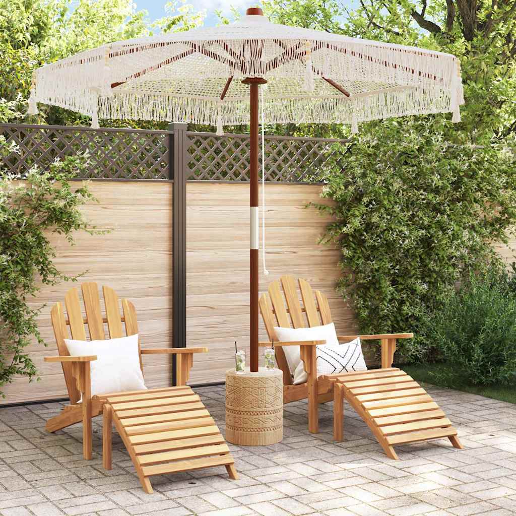 Vidaxl sombrilla macramé crema 252,5 x 252,5 x 260 cm algodón y teca