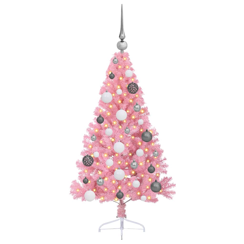 VidaXL albero di Natale artificiale preilluminato con 150 LED rosa 120 cm in PVC