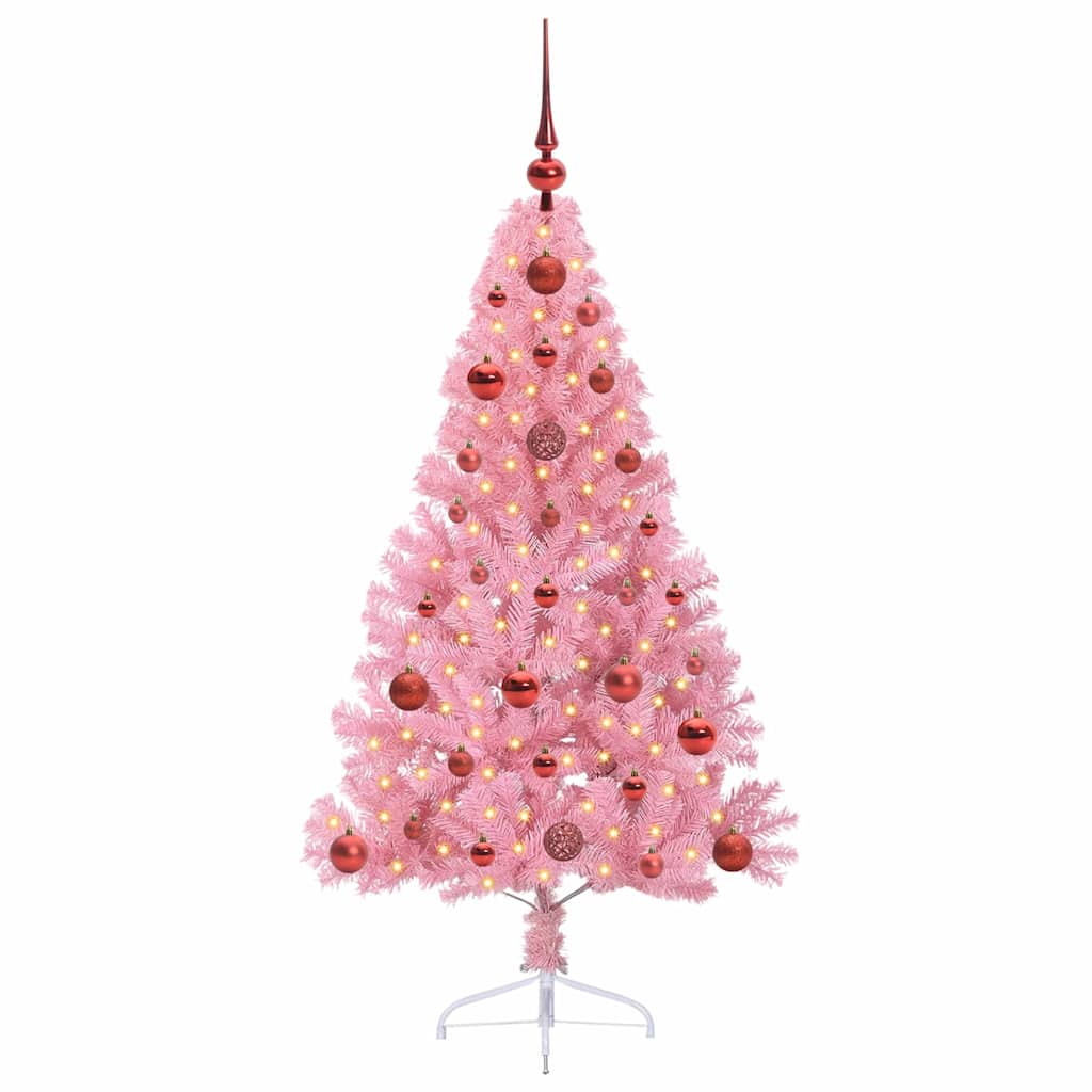 VidaXL albero di Natale artificiale preilluminato con 150 LED rosa 120 cm in PVC
