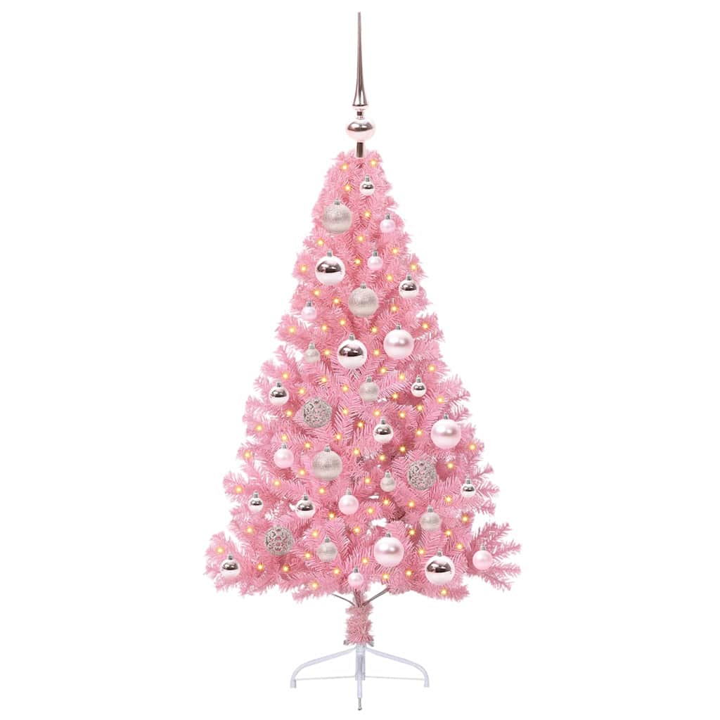 VidaXL Árbol de Navidad artificial preiluminado con 150 LED rosa 120 cm PVC