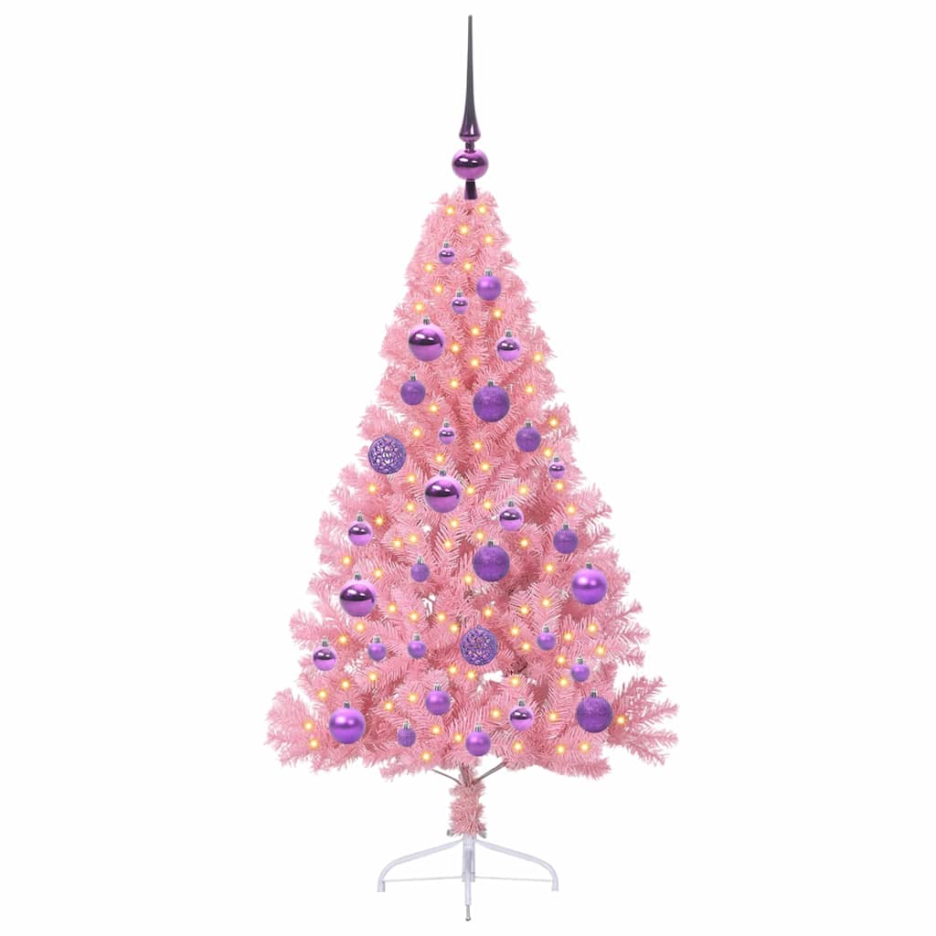 VidaXL albero di Natale artificiale preilluminato con 150 LED rosa 120 cm in PVC