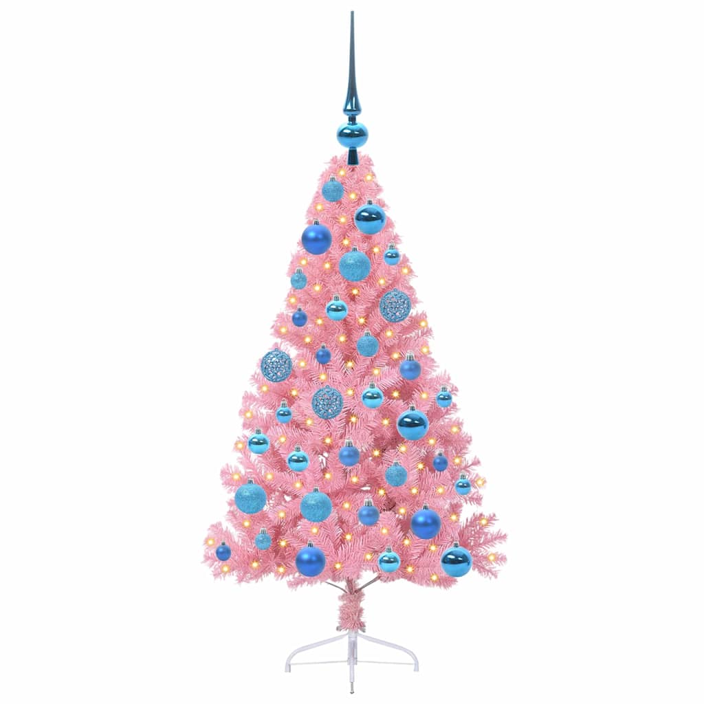 VidaXL Árbol de Navidad artificial preiluminado con 150 LED rosa 120 cm PVC
