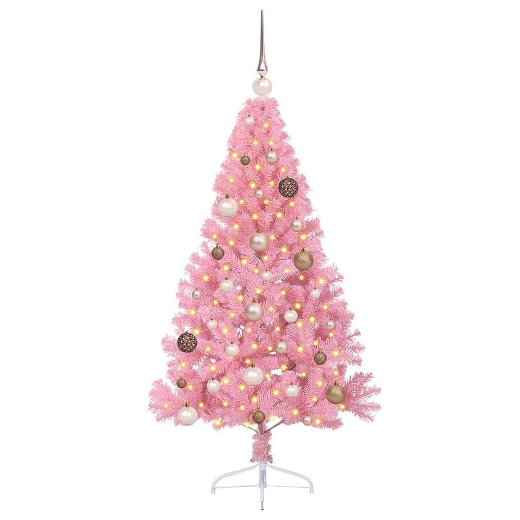 VidaXL Árbol de Navidad artificial preiluminado con 150 LED rosa 150 cm PVC
