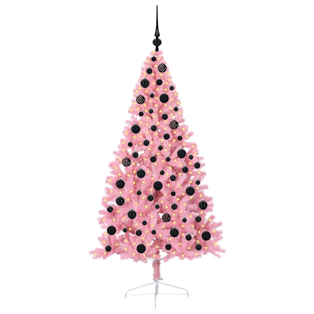 VidaXL albero di Natale artificiale preilluminato con 300 LED rosa 180 cm in PVC