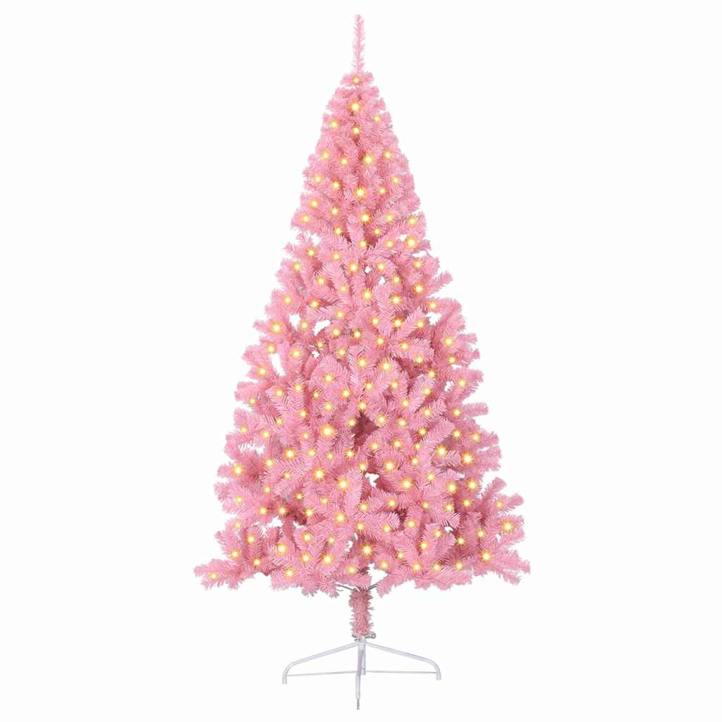 VidaXL Árbol de Navidad artificial preiluminado con 300 LED rosa 240 cm PVC