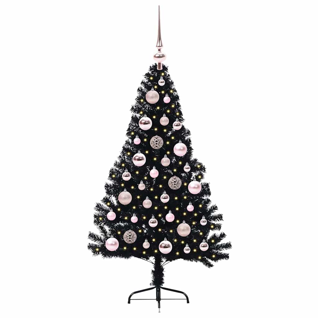 Vidaxx albero di Natale artificiale preilluminato con 150 LED nero 120 cm PVC