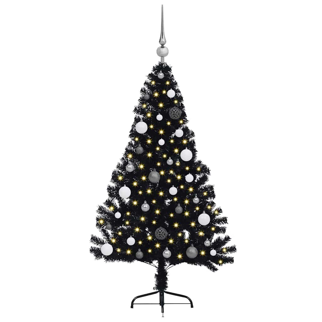 VidaXL Árbol de Navidad artificial preiluminado con 150 LED negro 150 cm PVC