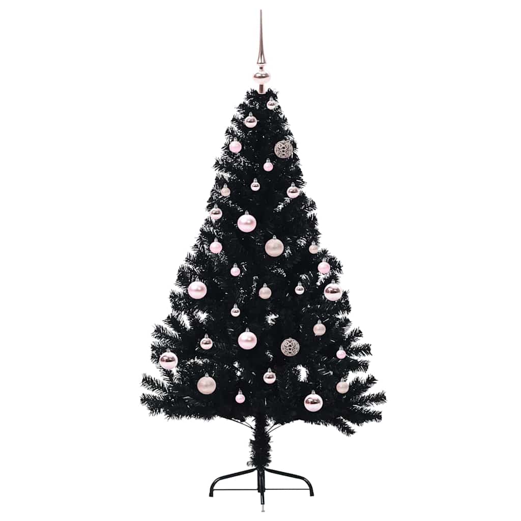 VidaXL albero di Natale artificiale preilluminato con 150 LED nero 150 cm PVC