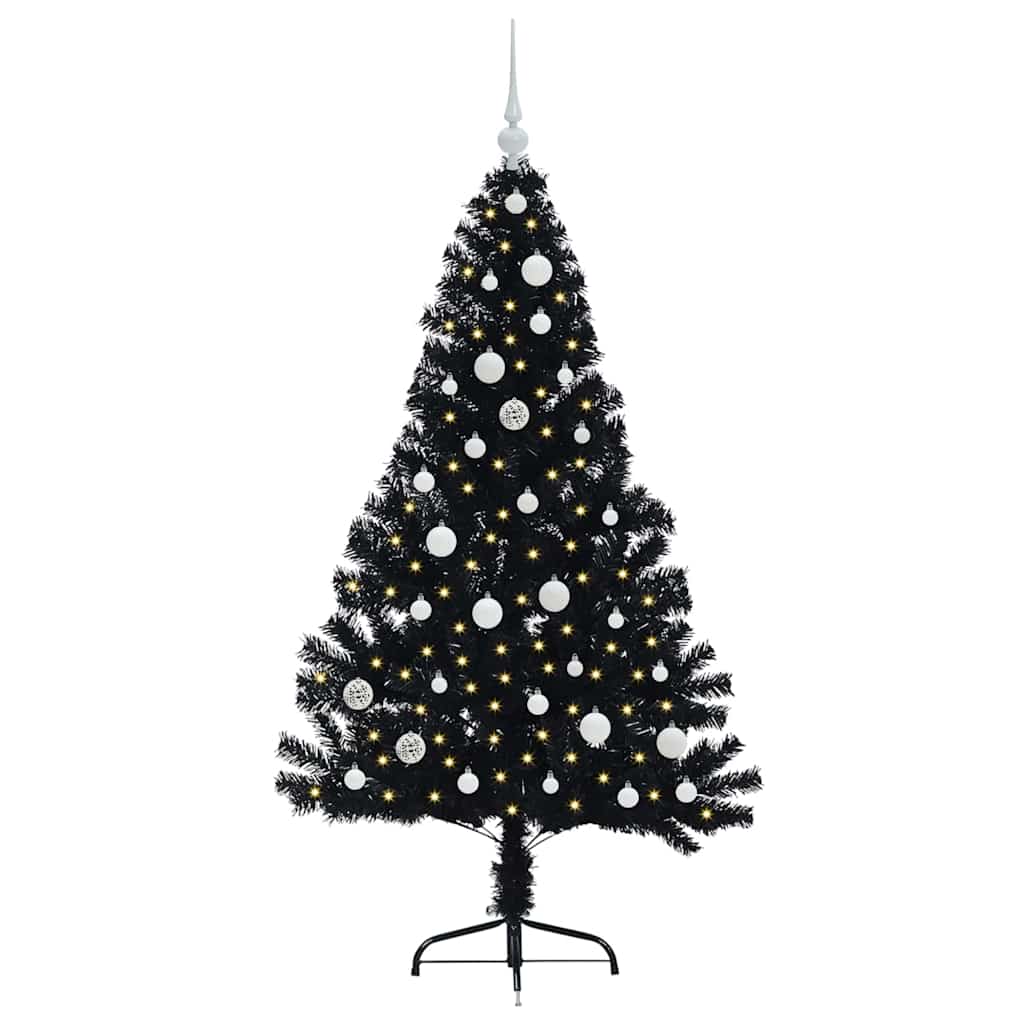 VidaXL albero di Natale artificiale preilluminato con 150 LED nero 150 cm PVC