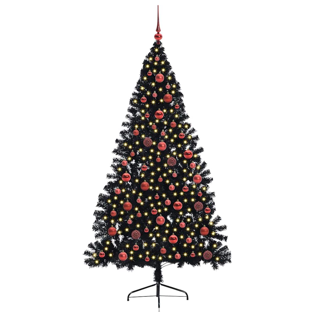Vidaxx albero di Natale artificiale preilluminato con 300 LED nero 180 cm PVC