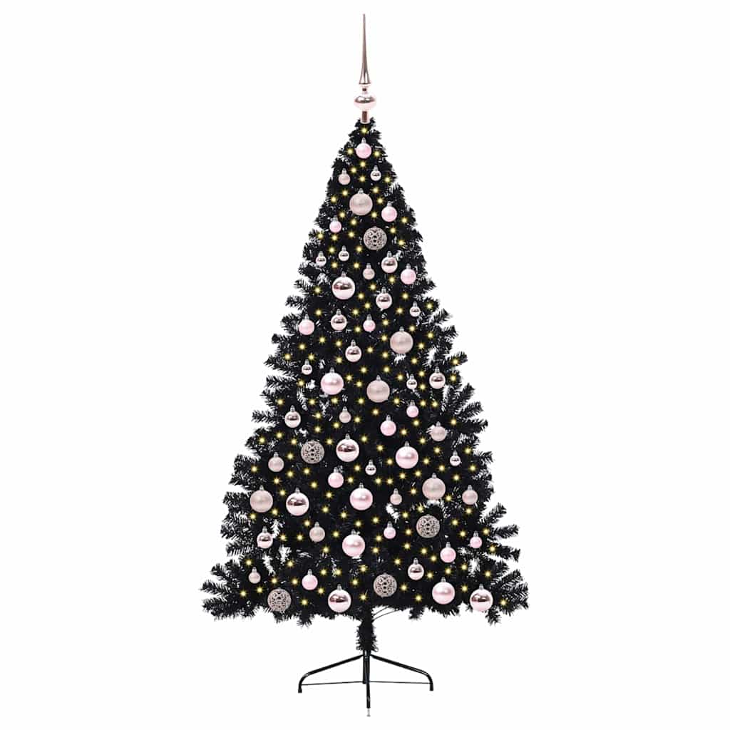 Vidaxx árbol de Navidad artificial preiluminado con 300 LED negro 180 cm PVC