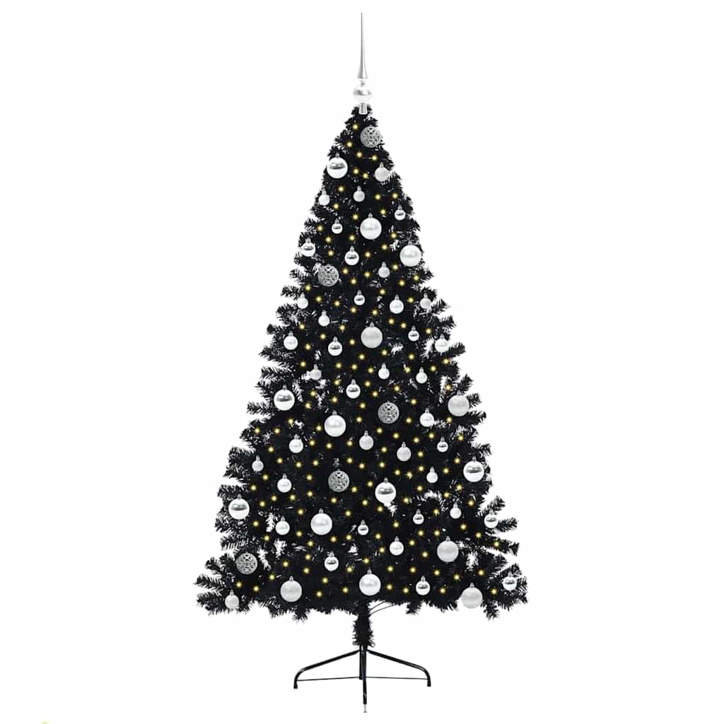 Vidaxx albero di Natale artificiale preilluminato con 300 LED nero 180 cm PVC