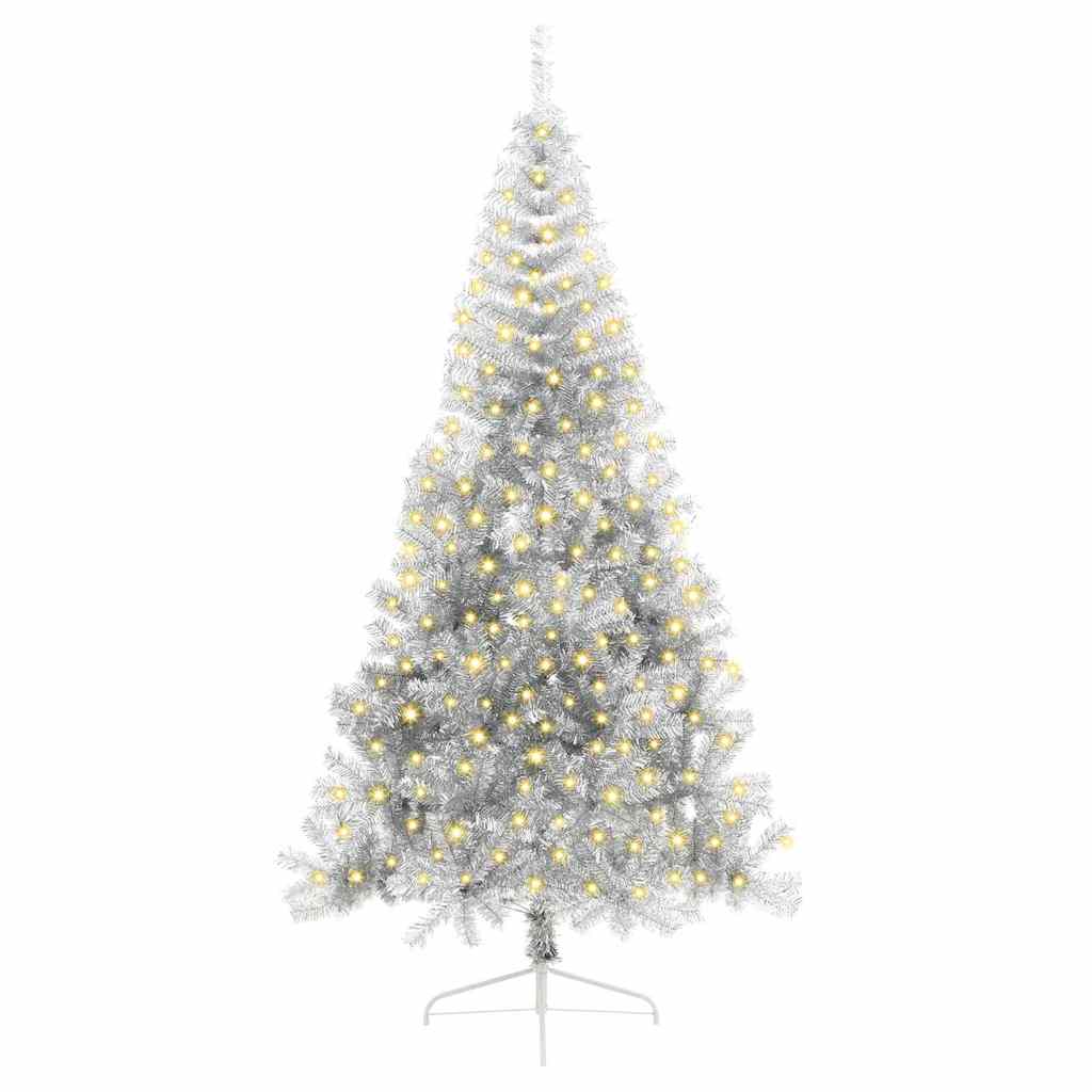 Albero di Natale artificiale preilluminato Vidaxx con 300 LED argento tappo da 210 cm