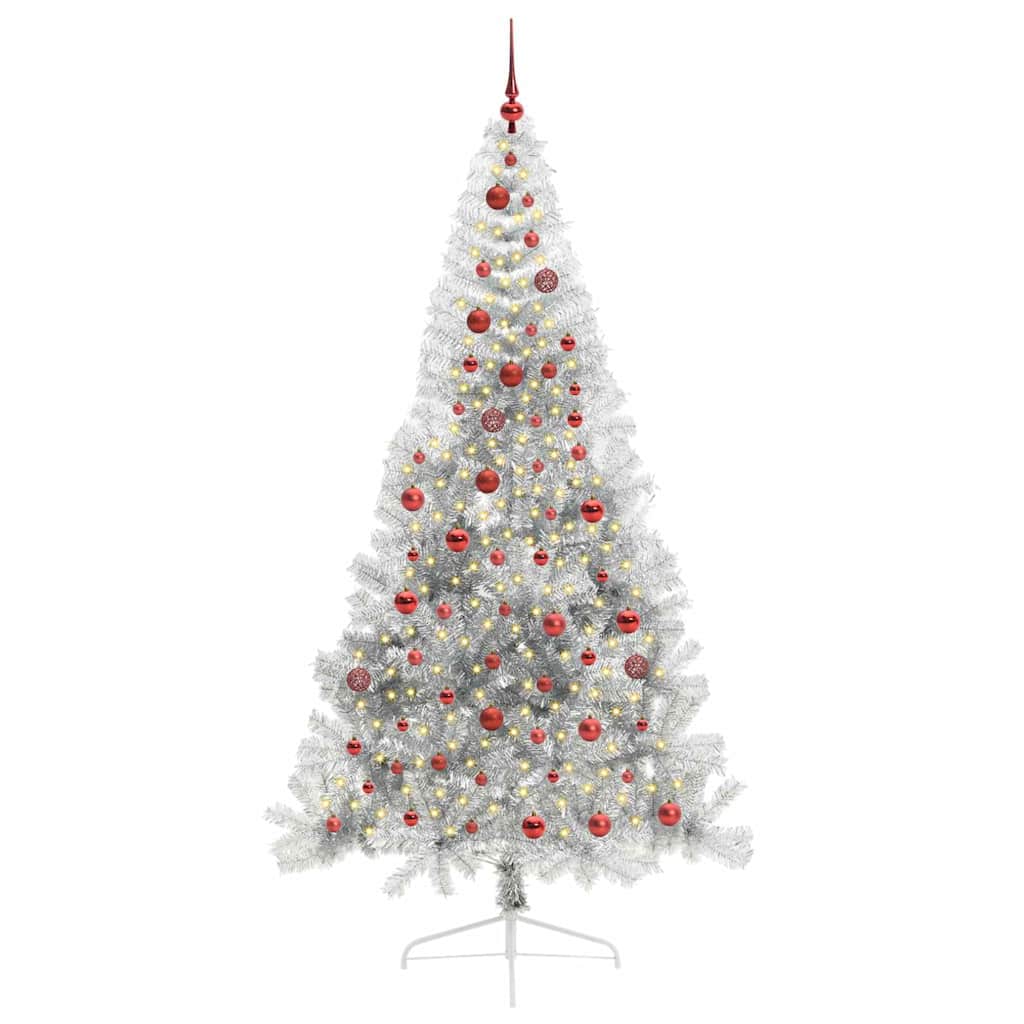 Albero di Natale artificiale preilluminato Vidaxx con 300 LED argento tappo da 210 cm