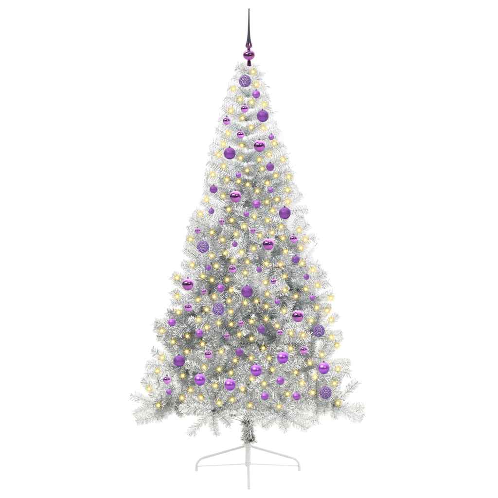 Albero di Natale artificiale preilluminato Vidaxx con 300 LED argento tappo da 210 cm